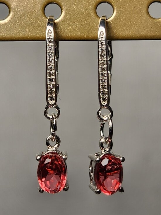 VTG NIB 925 Salmon Triplet Quartz Leverback Earrings - Picture 3 of 11